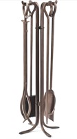 Plow and Hearth tall bronze fireplace tool set