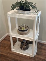 Plastic Plant Stand with Three Plants as Pictured
