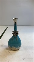 Floral Blue Art Deco Vase