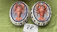 2 Vintage decorative lobster ceramic mold.