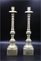 Pair Decorated Mica Candle Holders
