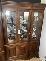 Curio cabinet to right with 6 drawers and shelves