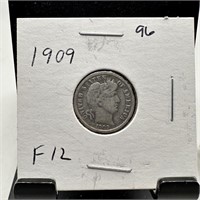 1909 BARBER SILVER DIME