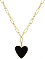 Minimalist Black Heart Paperclip Necklace