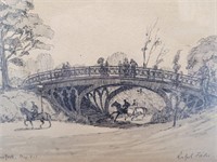 Ralph Fabri, New York Central Park, Etching.Signed
