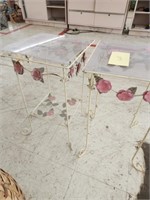 Vintage patio  tables , iron, floral - 14x14x24