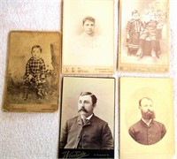 5pc 1880-90's Cabinet Card Photos