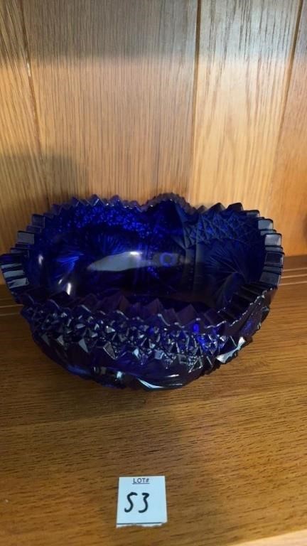 Vintage Cobalt Blue Glass Bowl "Comet in the