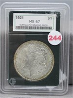 1921 Morgan silver dollar NGP graded MS67.