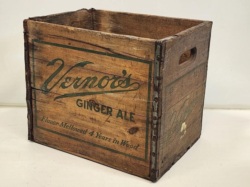 Vernor's Ginger Ale Wooden Bottle Crate