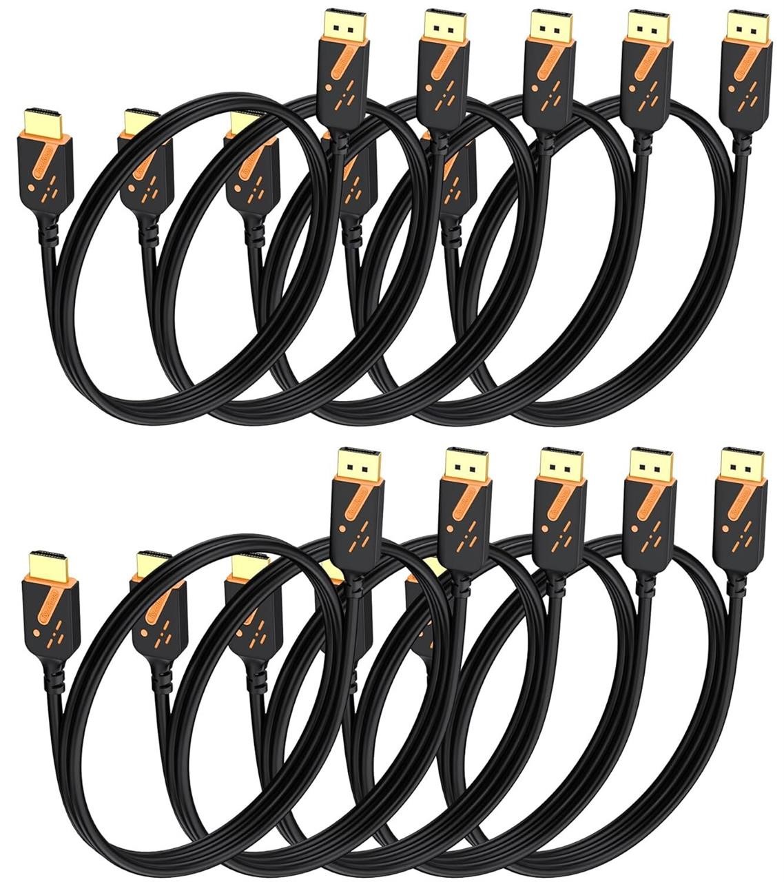 DisplayPort to HDMI Cables 10-Pack  6FT  FHD
