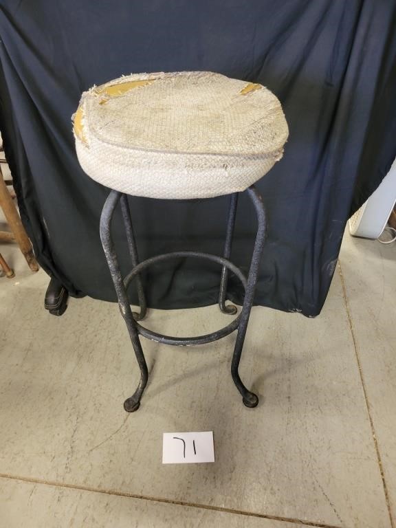 Upholstered Metal Stool - Needs reupholstered