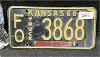 1968 KANSAS LICENSE PLATE