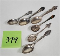 Lot of (6) Sterling Silver Souvenir Spoons