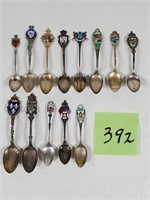 Lot of (13) Sterling Silver Enameled Spoons