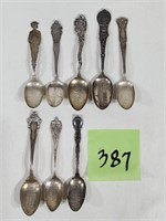 Lot of (8) Sterling Silver Souvenir Spoons