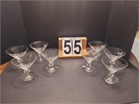 8 Crystal Cocktail Glasses With Etched Rose