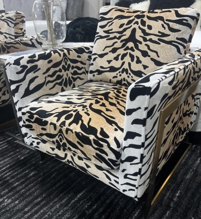 Chitara Tiger Print Accent Chair MSRP $1,699.99