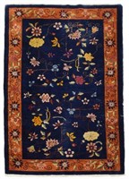 CHINESE ART DECO FLORAL RUG, 7'7" X 5'0"