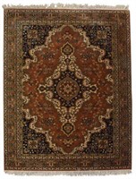 WOOL CENTER MEDALLION RUG, 6'5" X 9'8"