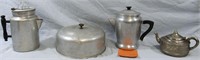 VINTAGE 4 PC ALUMINUM COOKWARE LOT COFFEE/TEA/MORE