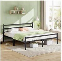 MR IRON STONE KING BED FRAME WITH HEADBOARD. -