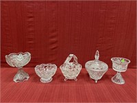 5 PCs. Crystal: Handled Basket