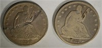 SEATED HALF DOLLARS;1858-O VG & 1874