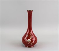 Korean Bronze Cloisonne Bird and Flower Vase