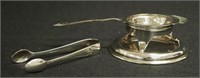 Silver plated tea strainer & stand
