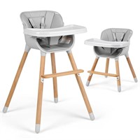 WF298  Cowiewie 3-in-1 Wooden High Chair, Gray