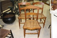 3 Antique Cane Bottom Chairs Two Are Signed on