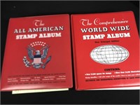 Two stamp collecting binders several stamps in