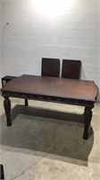 Large Wood Dinning Room Table W/2 Leaves Z13A