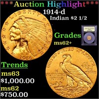 *Highlight* 1914-d Indian $2 1/2 Graded Select Unc