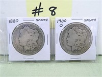 (2) Morgan Dollars 1880 – 1900o (Smooth)