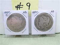 (2) Morgan Dollars 1885o – 1891 (AG)