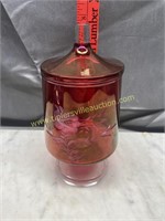 Etched cranberry candy stand