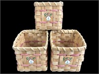 3 Small Woven Organizer Baskets