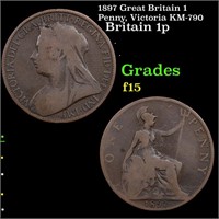 1897 Great Britain 1 Penny, Victoria KM-790 Grades