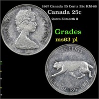 1967 Canada 25 Cents 25c KM-68 Grades Select Unc P