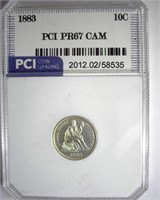 1883 Dime PCI PR67 CAM LISTS $4000