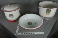 Three (3) pieces Old Kentucky Home enamelware