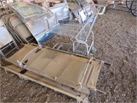 grocery buggy and army cots