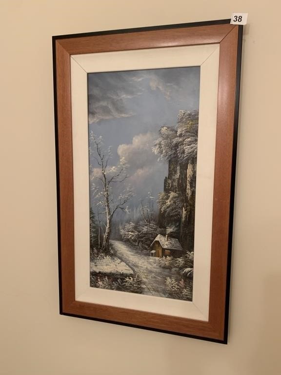 FRAMED PAINTING, SIGNATURE NOT VISIBLE. 31" X 19"