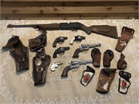TOY GUNS AND HOLSTERS WITH CROSMAN BB GUN