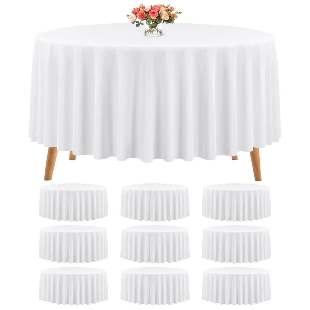 10 Packs Premium Round Tablecloth 108 Inch White