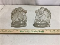 Pair of Vintage Glass Horse Heads