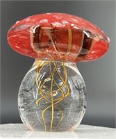 Wilkerson Red Art Glass Mushroom Uv Reactive