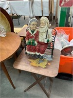 Folding Table & Christmas Santa On Bench